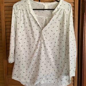 H&M Floral Indie White Blouse (Medium)